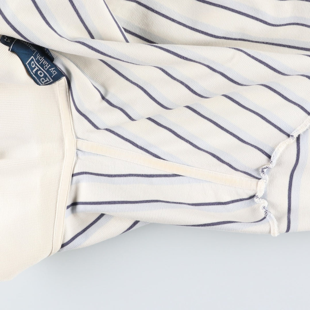 Ralph Lauren POLO by Ralph Lauren short sleeve striped polo shirt, men's XL size cotton ivory Vintage Second Hand