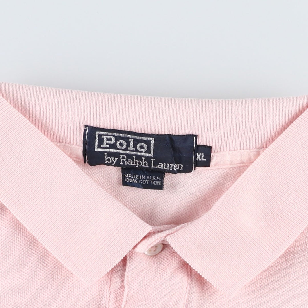 90'S Ralph Lauren POLO by Ralph Lauren short sleeve polo shirt made in USA, men's XL size, vintage cotton pink type Vintage Second Hand