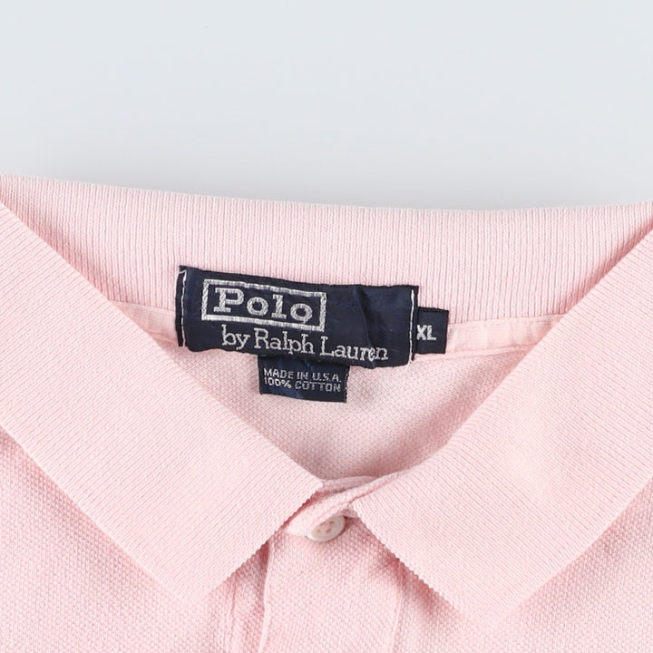 90'S Ralph Lauren POLO by Ralph Lauren short sleeve polo shirt made in USA, men's XL size, vintage cotton pink type Vintage Second Hand