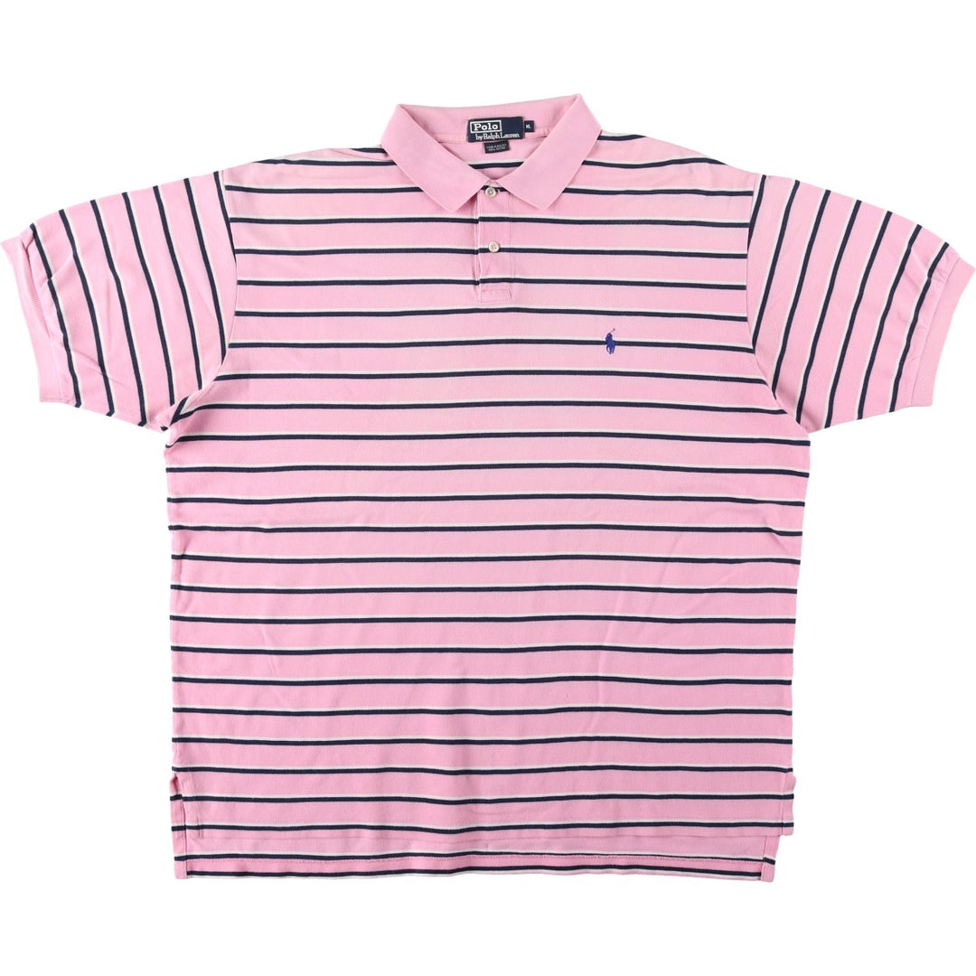 Ralph Lauren POLO by Ralph Lauren short sleeve striped polo shirt, men's XL size cotton pink type Vintage Second Hand