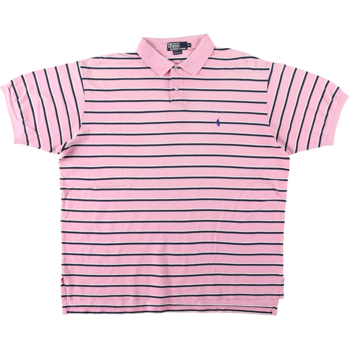 Ralph Lauren POLO by Ralph Lauren short sleeve striped polo shirt, men's XL size cotton pink type Vintage Second Hand