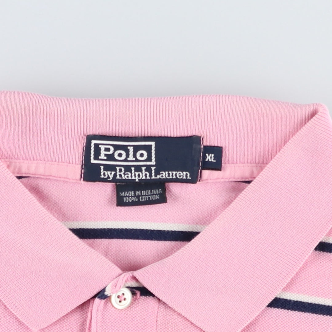 Ralph Lauren POLO by Ralph Lauren short sleeve striped polo shirt, men's XL size cotton pink type Vintage Second Hand