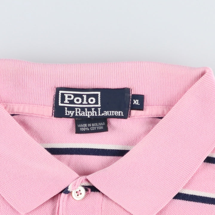 Ralph Lauren POLO by Ralph Lauren short sleeve striped polo shirt, men's XL size cotton pink type Vintage Second Hand