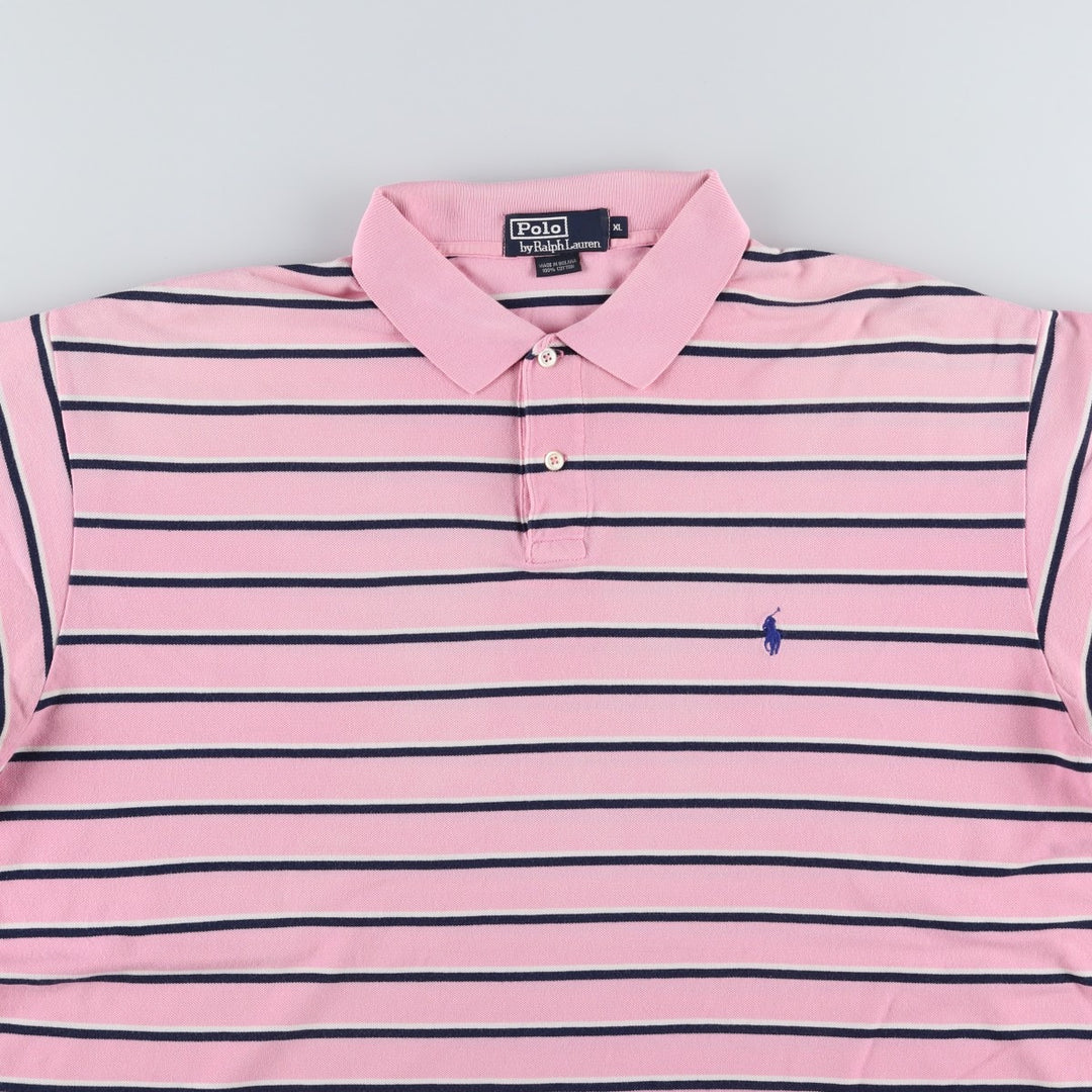 Ralph Lauren POLO by Ralph Lauren short sleeve striped polo shirt, men's XL size cotton pink type Vintage Second Hand