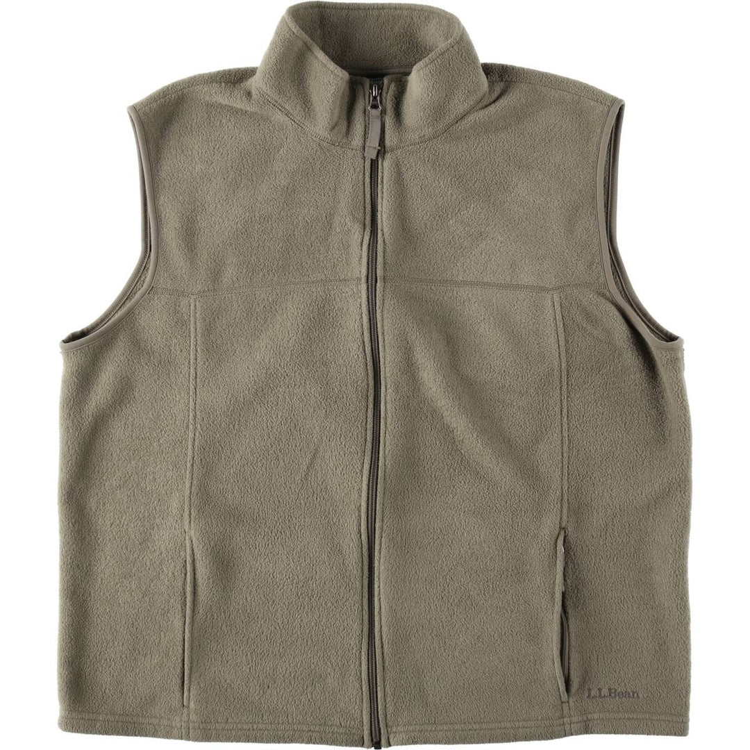 90s-00'S LLBean fleece vest, men's size XL (approx.) polyester Khaki type Vintage Second Hand