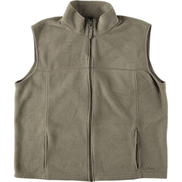 90s-00'S LLBean fleece vest, men's size XL (approx.) polyester Khaki type Vintage Second Hand