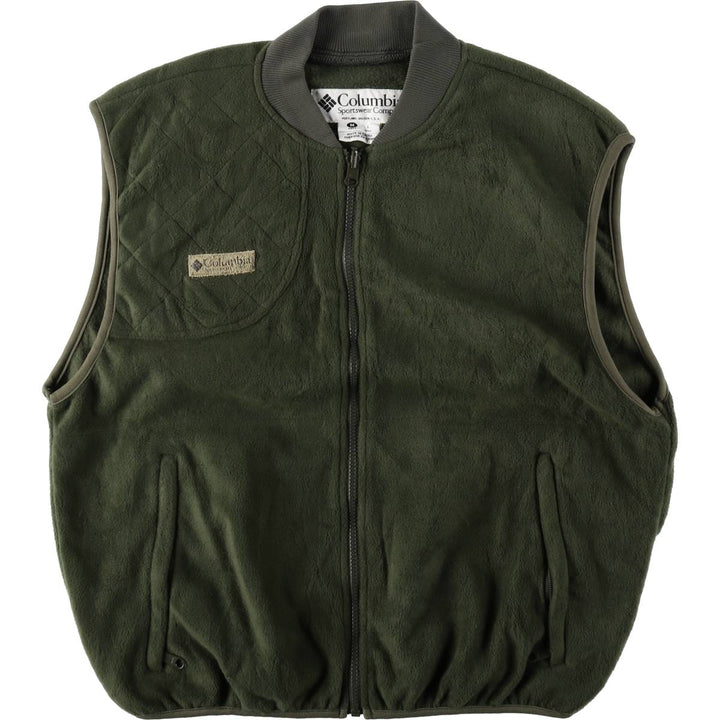 Columbia fleece vest, 90s-00s, men's size M. polyester Khaki type Vintage Second Hand