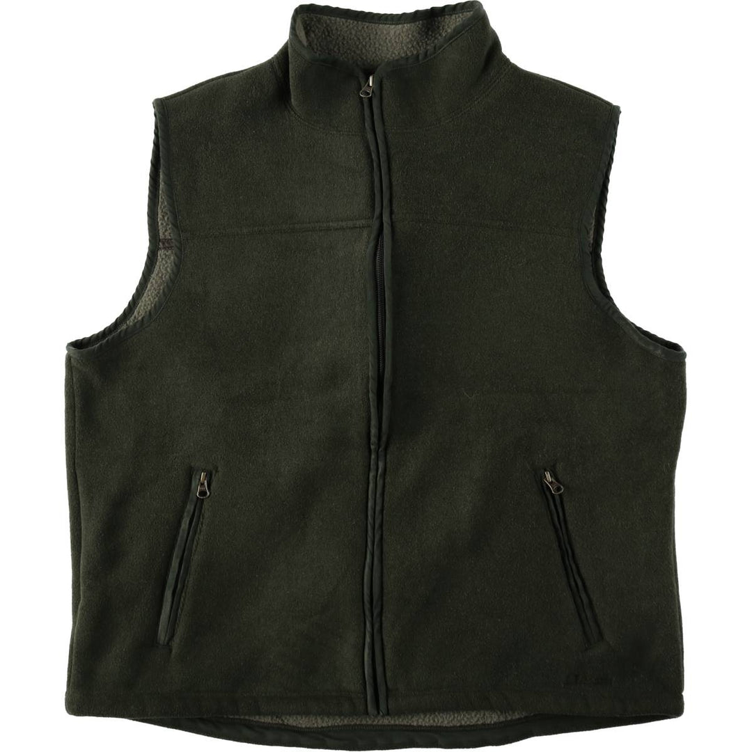 90s-00'S LLBean fleece vest, men's size XL (approx.) polyester Khaki type Vintage Second Hand