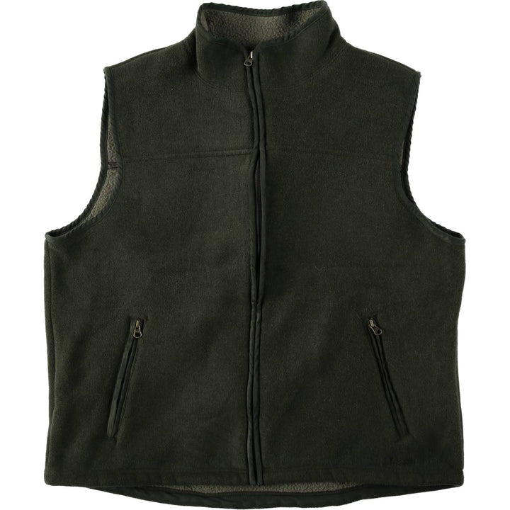 90s-00'S LLBean fleece vest, men's size XL (approx.) polyester Khaki type Vintage Second Hand