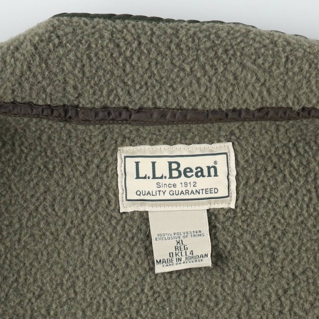 90s-00'S LLBean fleece vest, men's size XL (approx.) polyester Khaki type Vintage Second Hand