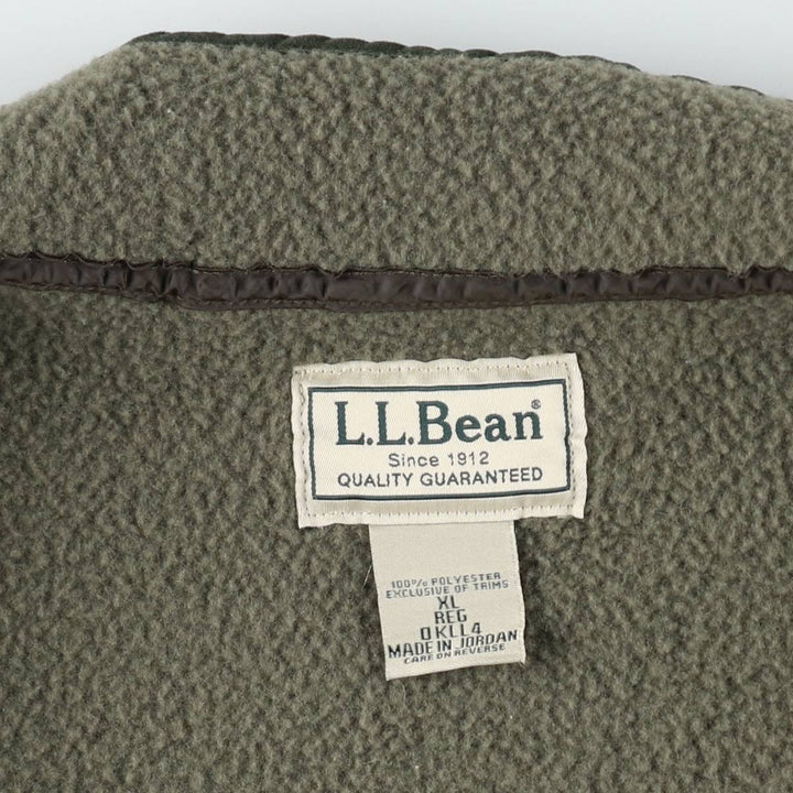 90s-00'S LLBean fleece vest, men's size XL (approx.) polyester Khaki type Vintage Second Hand