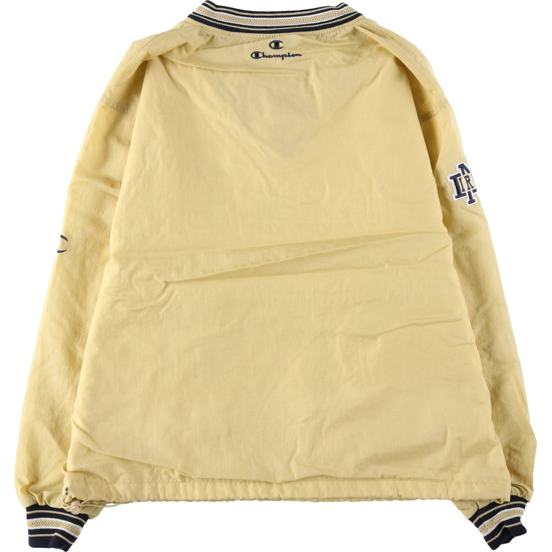 90'S Champion Notre Dame University V-neck nylon pullover, men's size L equivalent, vintage. Nylon yellow type Vintage Second Hand