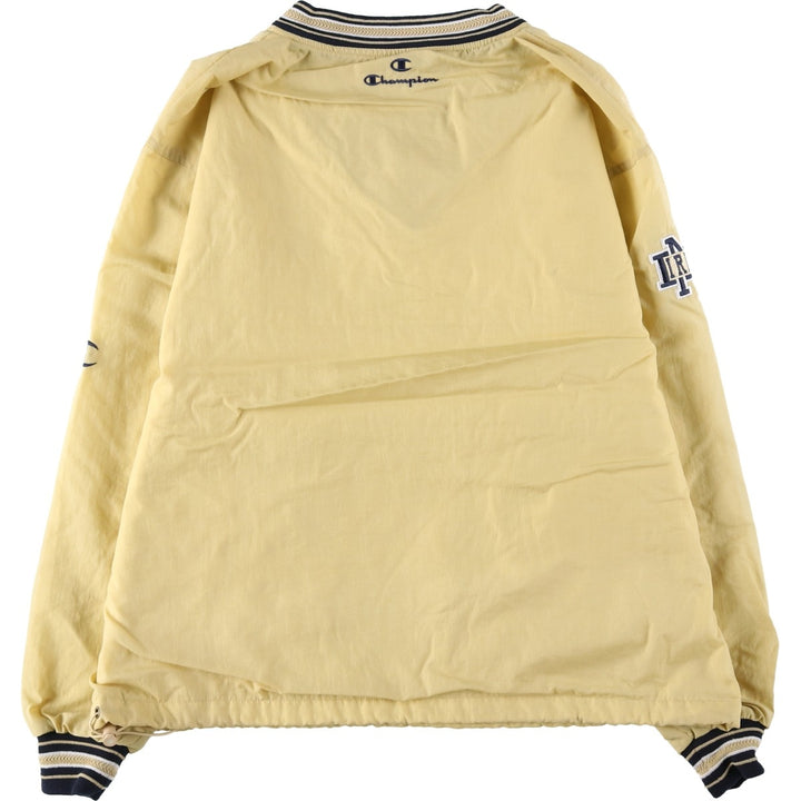 90'S Champion Notre Dame University V-neck nylon pullover, men's size L equivalent, vintage. Nylon yellow type Vintage Second Hand