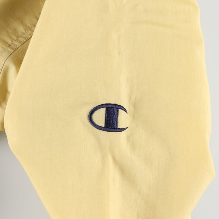 90'S Champion Notre Dame University V-neck nylon pullover, men's size L equivalent, vintage. Nylon yellow type Vintage Second Hand