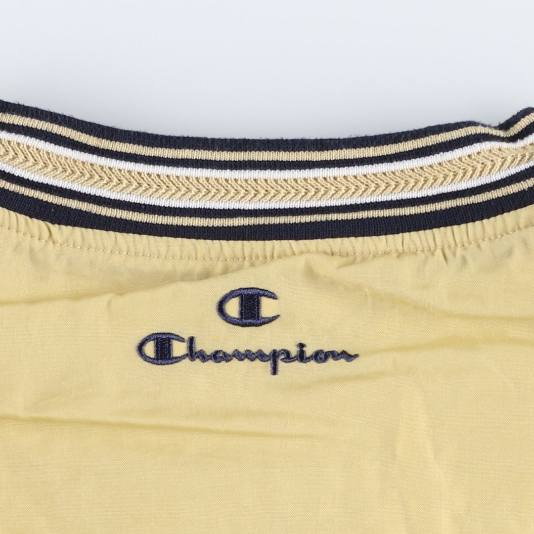 90'S Champion Notre Dame University V-neck nylon pullover, men's size L equivalent, vintage. Nylon yellow type Vintage Second Hand