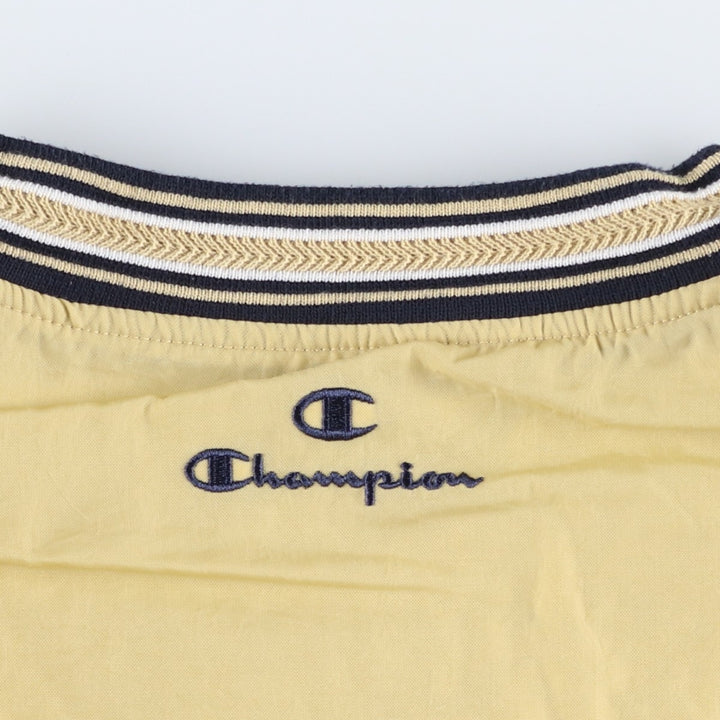 90'S Champion Notre Dame University V-neck nylon pullover, men's size L equivalent, vintage. Nylon yellow type Vintage Second Hand