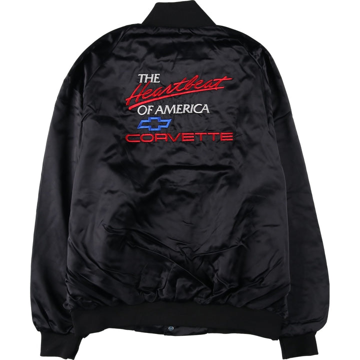 80s-90'S ASW JACKETS Chevrolet Badge Nylon Varsity Jacket Award Jacket Made in USA Men's XL Equivalent Nylon black type Vintage Second Hand
