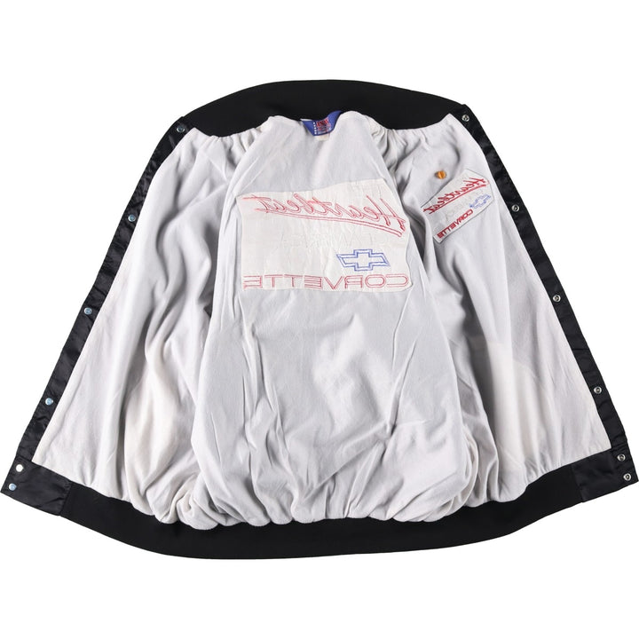 80s-90'S ASW JACKETS Chevrolet Badge Nylon Varsity Jacket Award Jacket Made in USA Men's XL Equivalent Nylon black type Vintage Second Hand