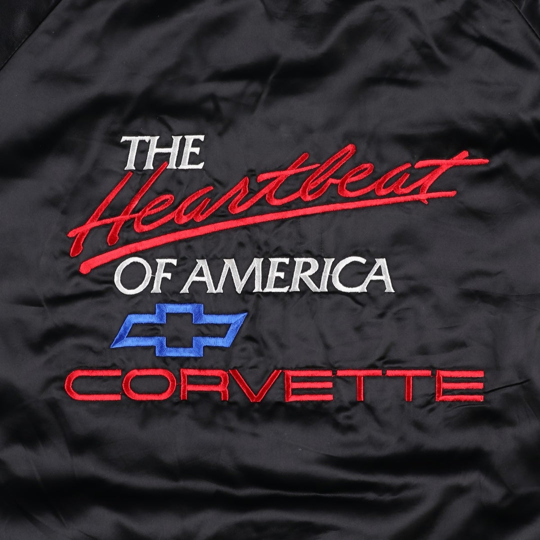 80s-90'S ASW JACKETS Chevrolet Badge Nylon Varsity Jacket Award Jacket Made in USA Men's XL Equivalent Nylon black type Vintage Second Hand