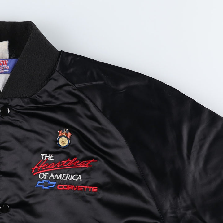 80s-90'S ASW JACKETS Chevrolet Badge Nylon Varsity Jacket Award Jacket Made in USA Men's XL Equivalent Nylon black type Vintage Second Hand