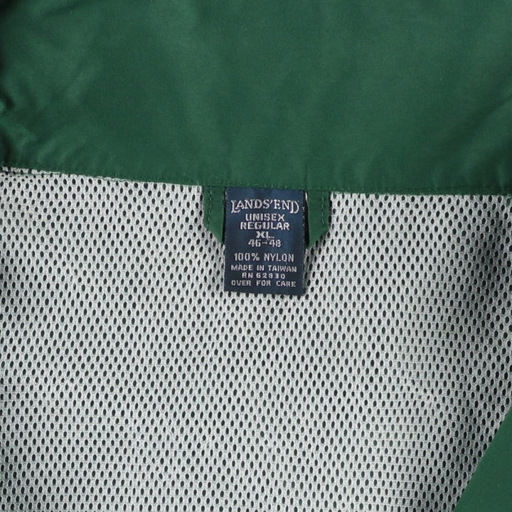80s-90'S Lands' End Anorak Jacket, Men's XL equivalent, Vintage Nylon Green type dark green Vintage Second Hand