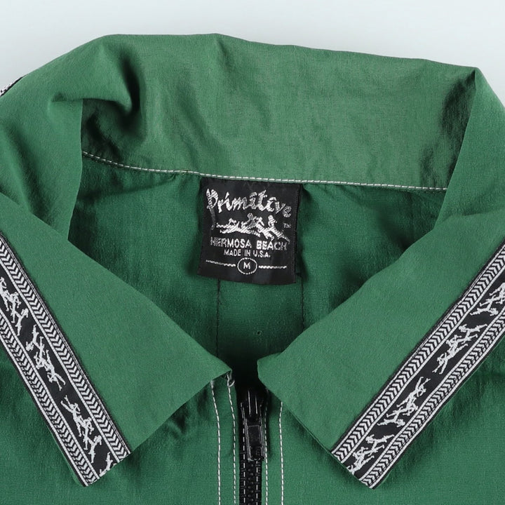 Primitive Collared Nylon Jacket, Made in USA, Men's Size M Nylon Green type dark green Vintage Second Hand