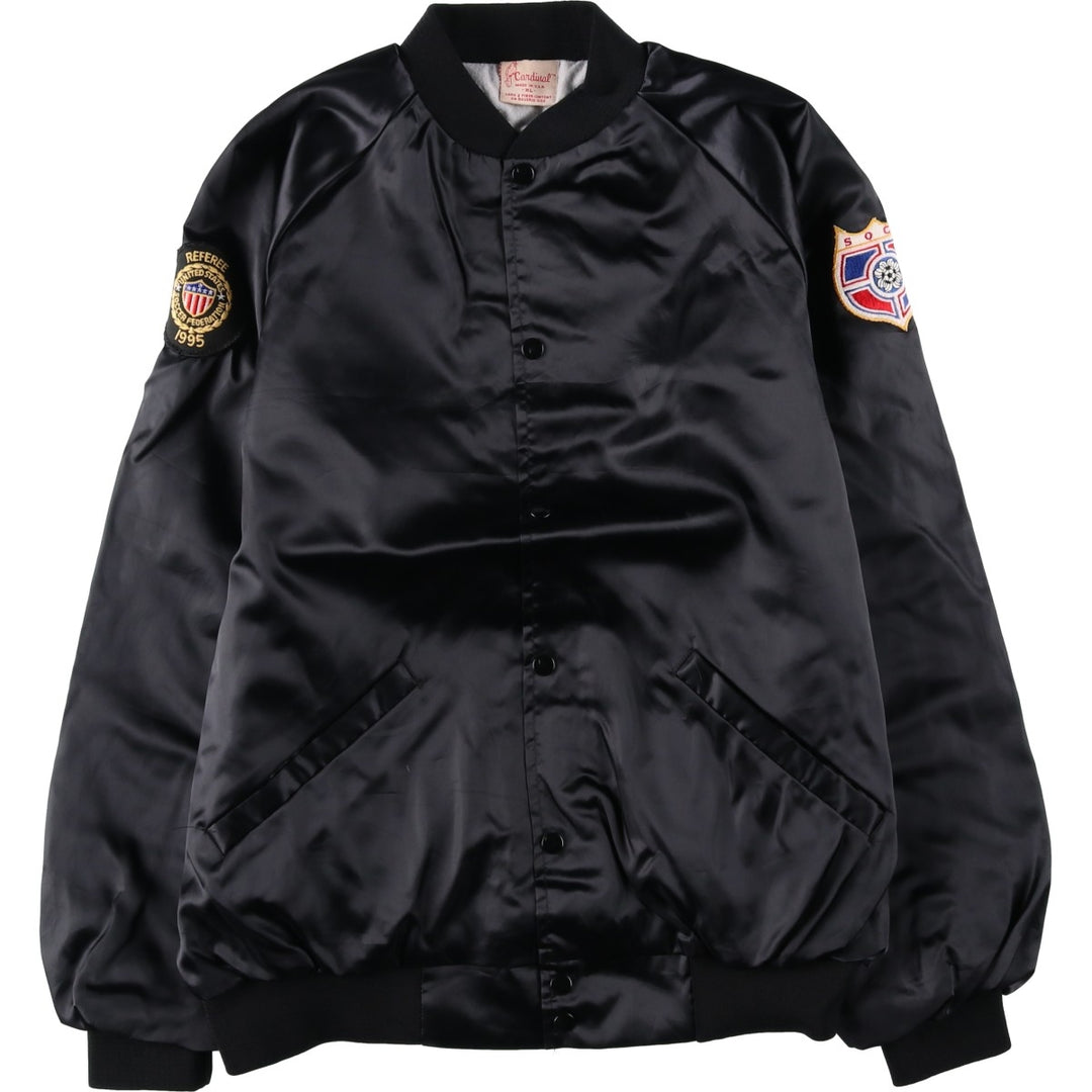 80s-90'S Cardinal Nylon Varsity Jacket Award Jacket Made in USA Men's XL equivalent Vintage Nylon black type Vintage Second Hand