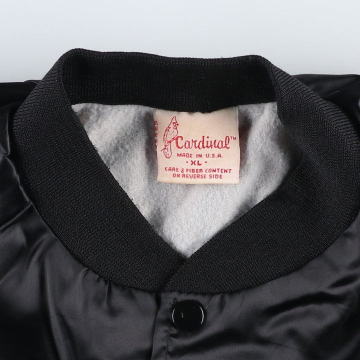 80s-90'S Cardinal Nylon Varsity Jacket Award Jacket Made in USA Men's XL equivalent Vintage Nylon black type Vintage Second Hand