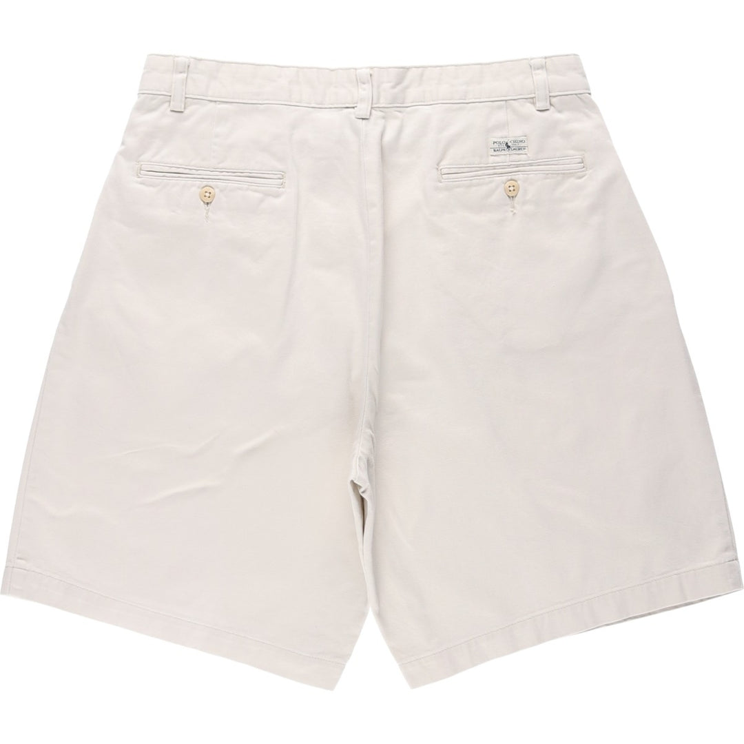 Ralph Lauren Polo Ralph Lauren Two-pleat Chino Shorts, Men's, Size W33 cotton Beige type Vintage Second Hand