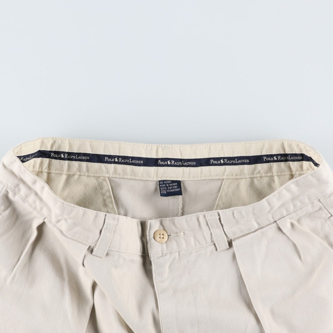 Ralph Lauren Polo Ralph Lauren Two-pleat Chino Shorts, Men's Size W31 cotton Beige type Vintage Second Hand