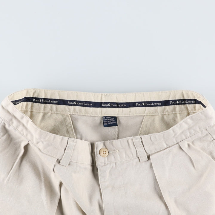 Ralph Lauren Polo Ralph Lauren Two-pleat Chino Shorts, Men's Size W31 cotton Beige type Vintage Second Hand