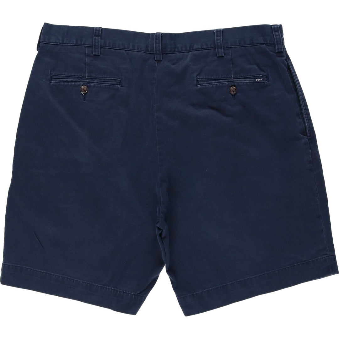 Ralph Lauren CLASSIC FIT PLEATED 9" Two-Pleat Chino Shorts (Men's W37 equivalent) cotton navy blue type Vintage Second Hand