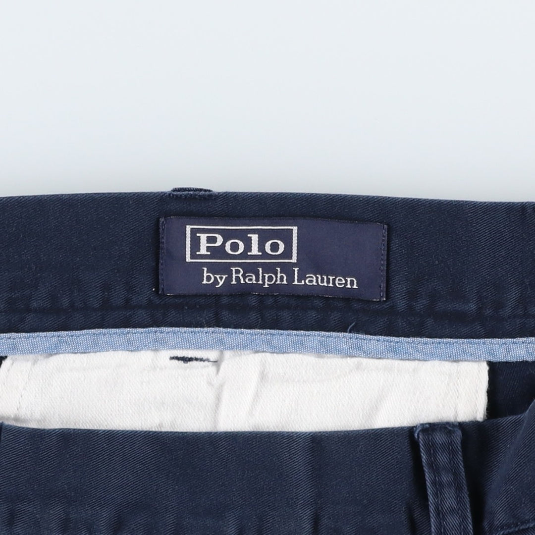 Ralph Lauren CLASSIC FIT PLEATED 9" Two-Pleat Chino Shorts (Men's W37 equivalent) cotton navy blue type Vintage Second Hand