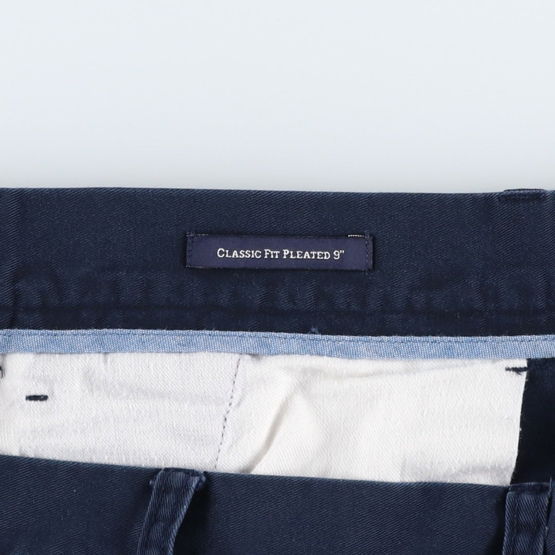 Ralph Lauren CLASSIC FIT PLEATED 9" Two-Pleat Chino Shorts (Men's W37 equivalent) cotton navy blue type Vintage Second Hand