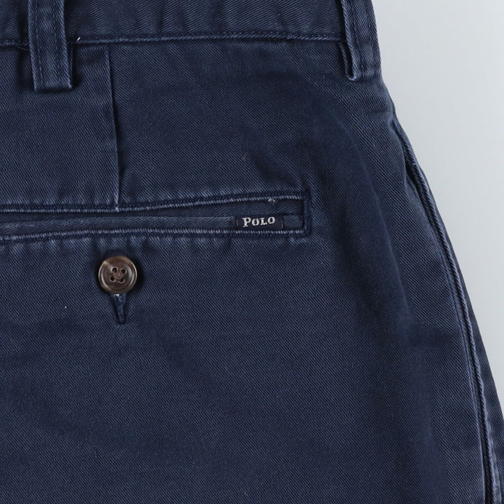 Ralph Lauren CLASSIC FIT PLEATED 9" Two-Pleat Chino Shorts (Men's W37 equivalent) cotton navy blue type Vintage Second Hand