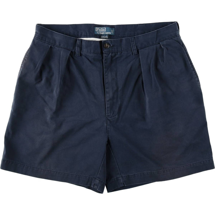 Ralph Lauren POLO by Ralph Lauren ANDREW SHORT Two-pleat chino shorts, short pants, men's size W36 cotton navy blue type Vintage Second Hand