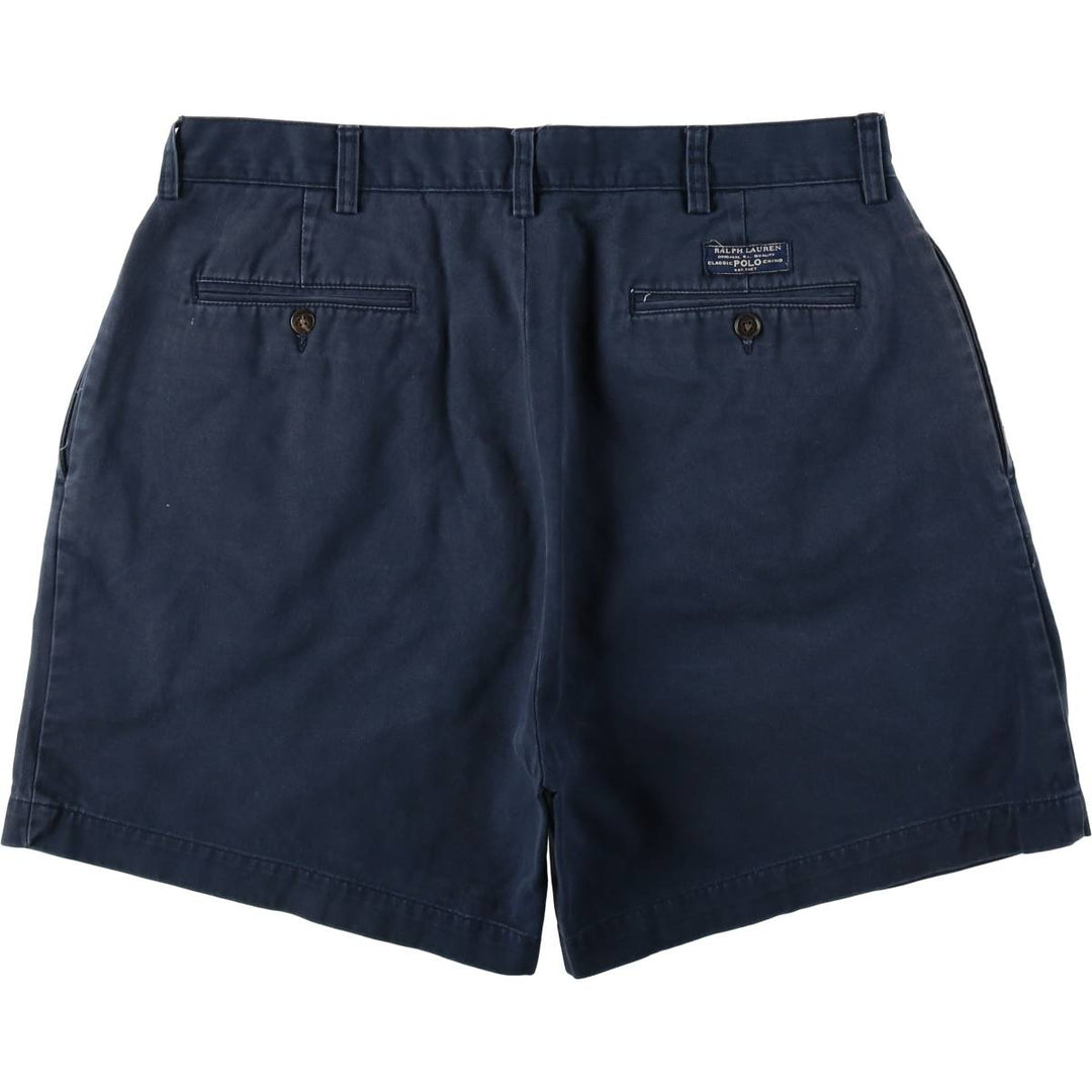 Ralph Lauren POLO by Ralph Lauren ANDREW SHORT Two-pleat chino shorts, short pants, men's size W36 cotton navy blue type Vintage Second Hand
