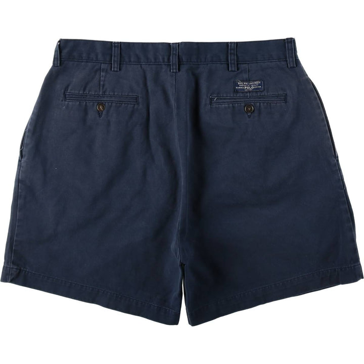 Ralph Lauren POLO by Ralph Lauren ANDREW SHORT Two-pleat chino shorts, short pants, men's size W36 cotton navy blue type Vintage Second Hand