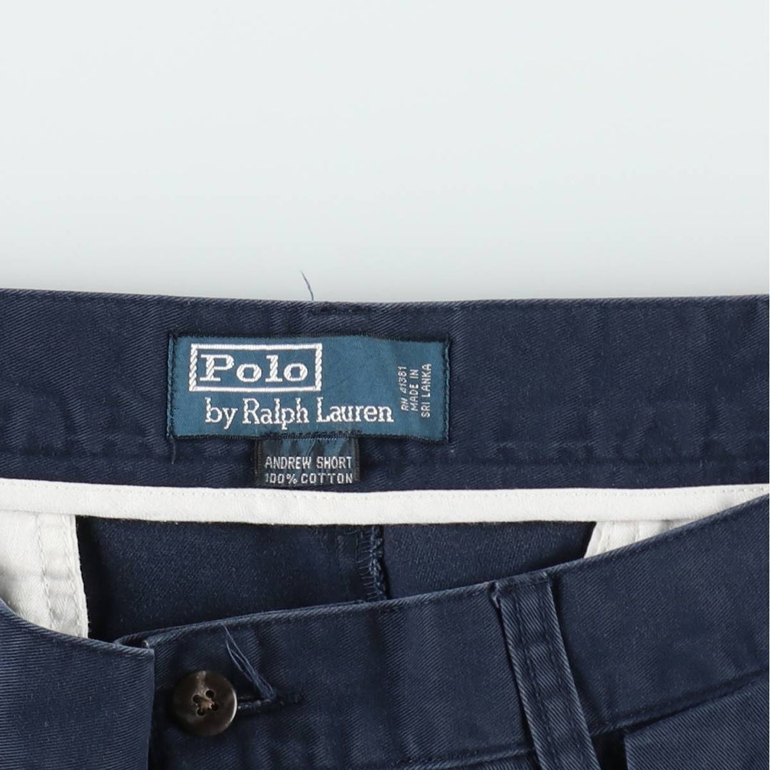 Ralph Lauren POLO by Ralph Lauren ANDREW SHORT Two-pleat chino shorts, short pants, men's size W36 cotton navy blue type Vintage Second Hand