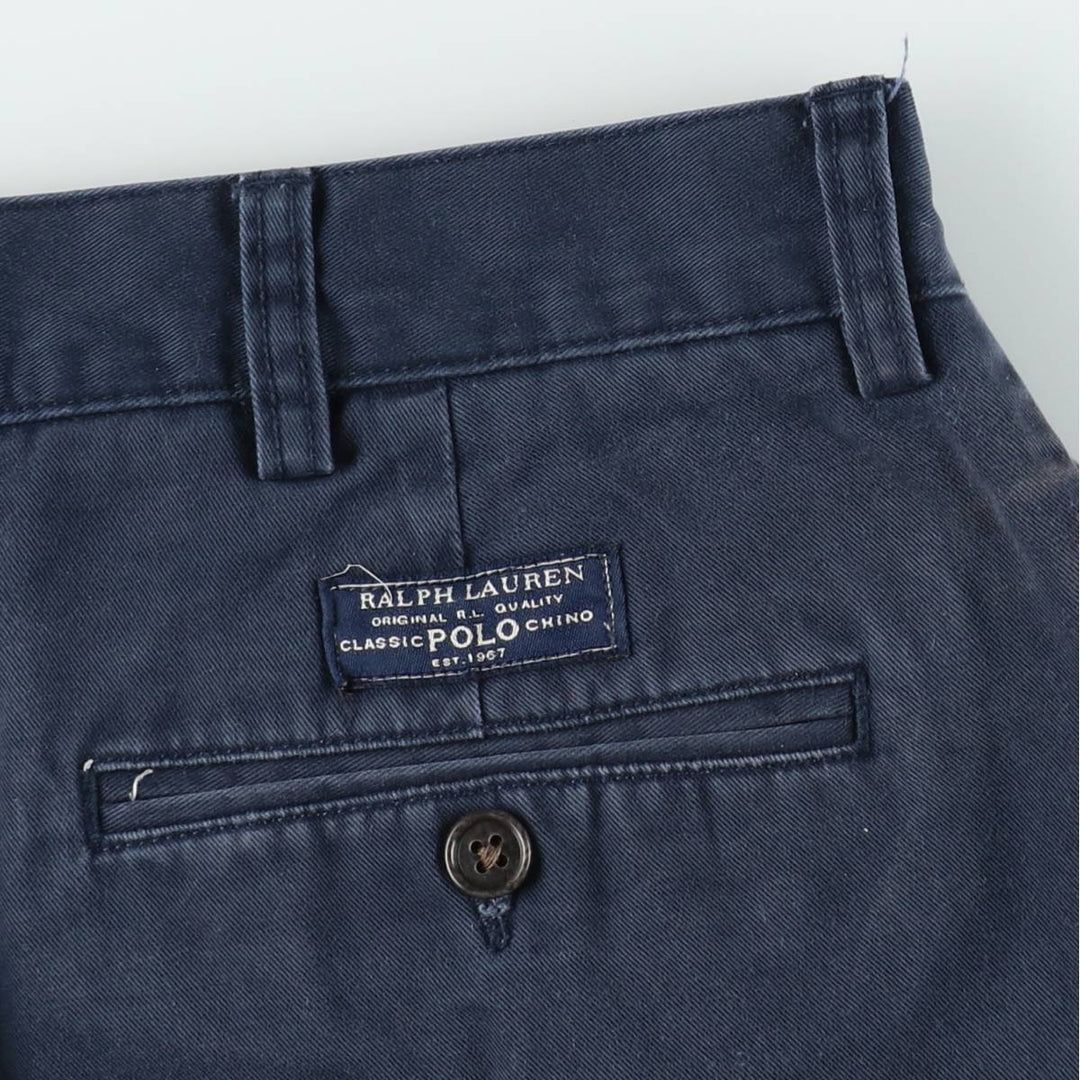 Ralph Lauren POLO by Ralph Lauren ANDREW SHORT Two-pleat chino shorts, short pants, men's size W36 cotton navy blue type Vintage Second Hand