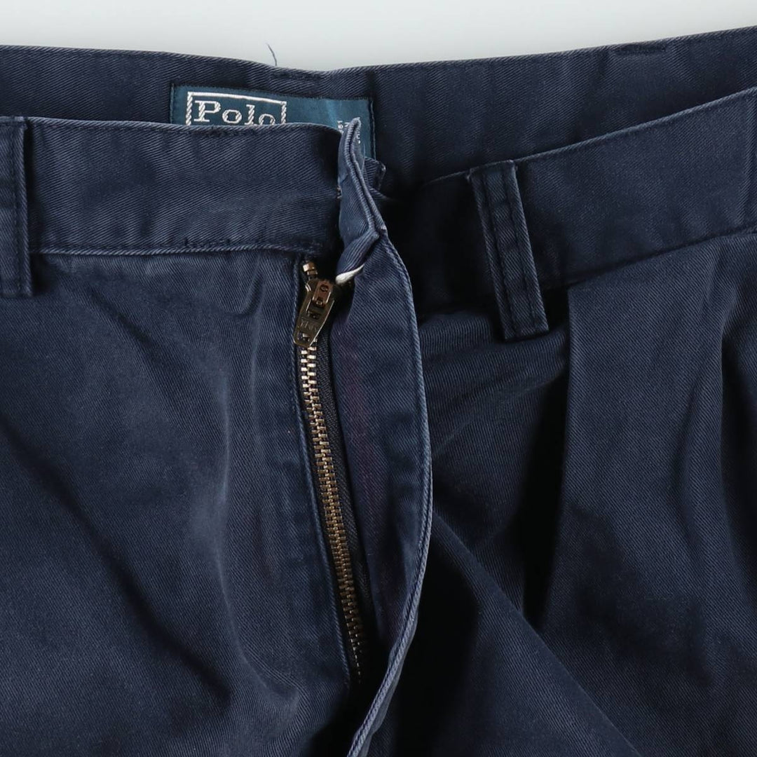 Ralph Lauren POLO by Ralph Lauren ANDREW SHORT Two-pleat chino shorts, short pants, men's size W36 cotton navy blue type Vintage Second Hand