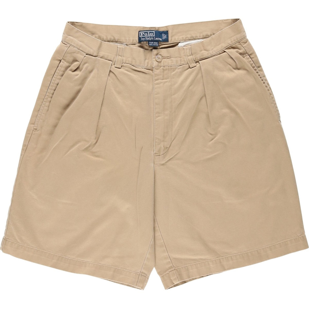 Ralph Lauren POLO by Ralph Lauren TYLER SHORT Two-pleat chino shorts, short pants, men's size w31 cotton Beige type Vintage Second Hand
