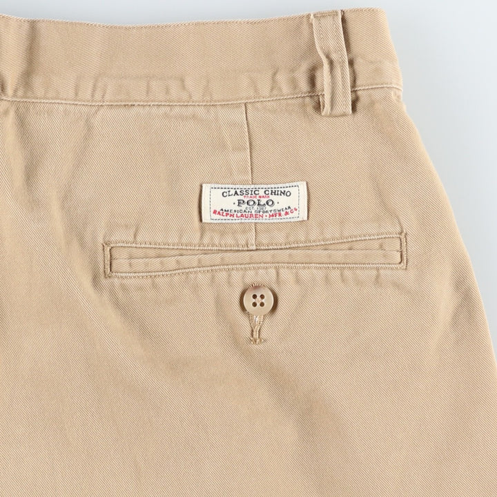 Ralph Lauren POLO by Ralph Lauren TYLER SHORT Two-pleat chino shorts, short pants, men's size w31 cotton Beige type Vintage Second Hand