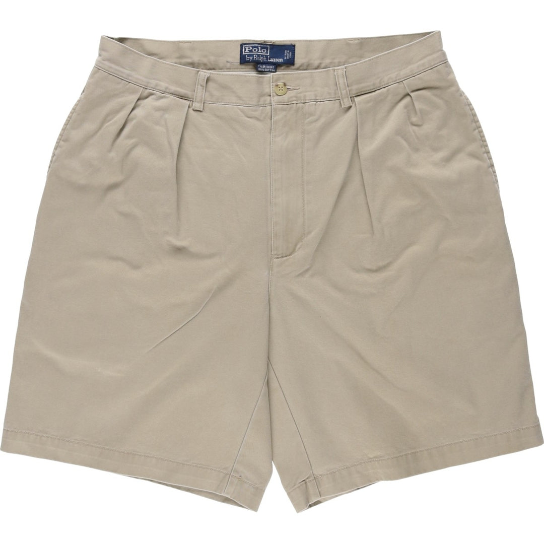 Ralph Lauren POLO by Ralph Lauren TYLER SHORT Two-pleat chino shorts, short pants, men's size W34 cotton Beige type Vintage Second Hand