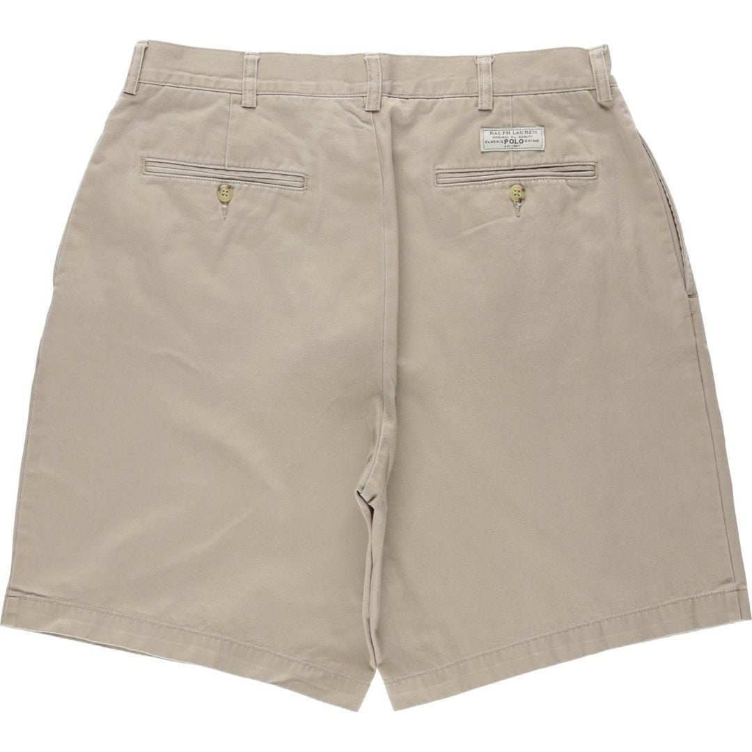 Ralph Lauren POLO by Ralph Lauren TYLER SHORT Two-pleat chino shorts, short pants, men's size W34 cotton Beige type Vintage Second Hand