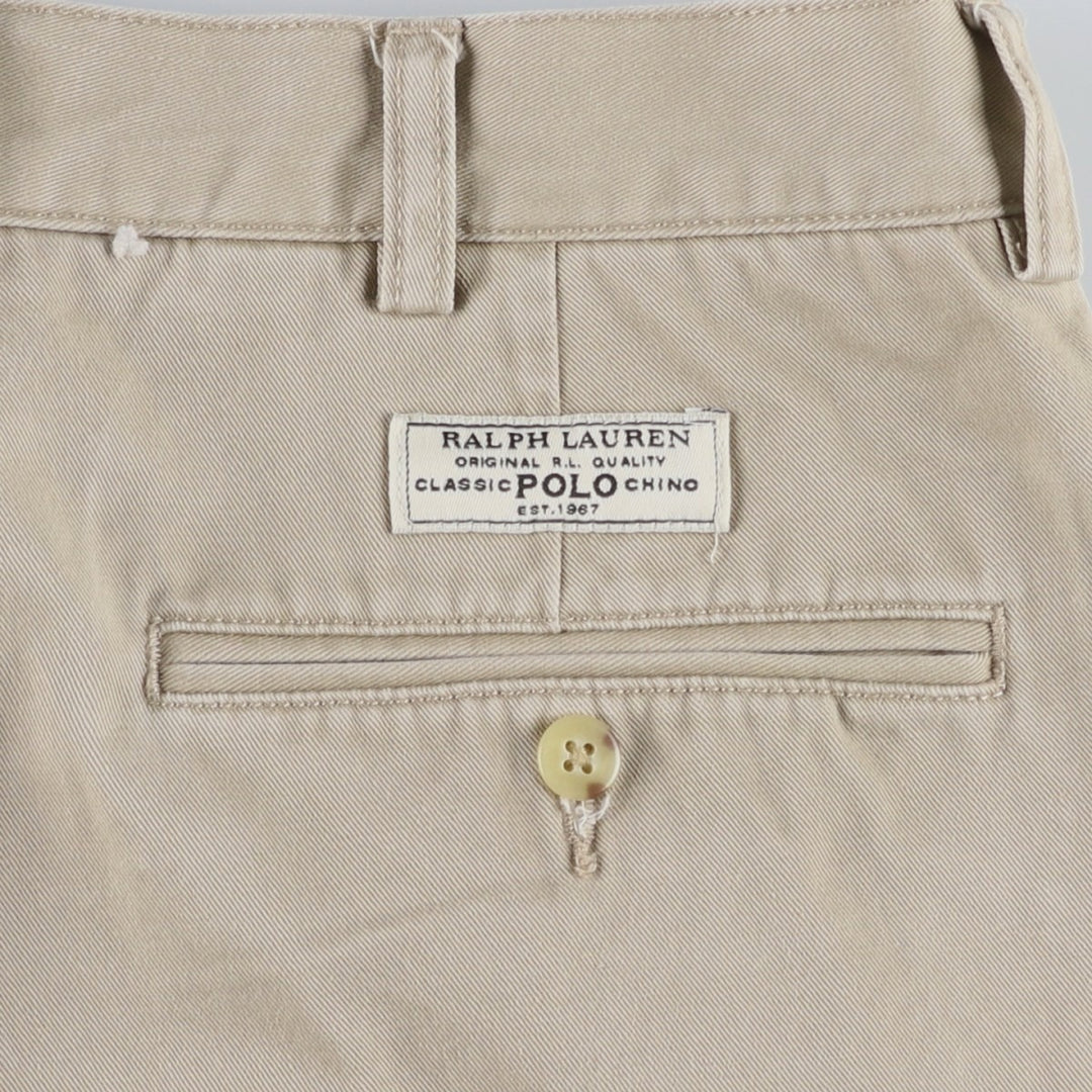 Ralph Lauren POLO by Ralph Lauren TYLER SHORT Two-pleat chino shorts, short pants, men's size W34 cotton Beige type Vintage Second Hand