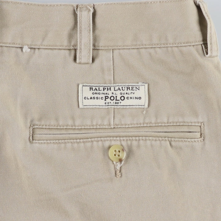 Ralph Lauren POLO by Ralph Lauren TYLER SHORT Two-pleat chino shorts, short pants, men's size W34 cotton Beige type Vintage Second Hand