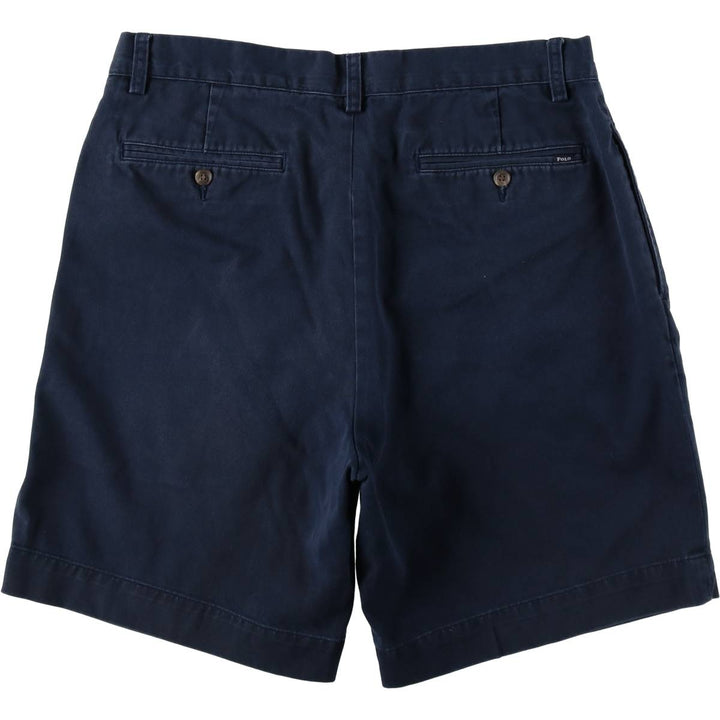 Ralph Lauren POLO by Ralph Lauren Two-pleat Chino Shorts, Men's, Size W34 cotton navy blue type Vintage Second Hand