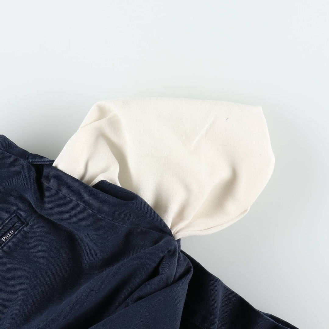 Ralph Lauren POLO by Ralph Lauren Two-pleat Chino Shorts, Men's, Size W34 cotton navy blue type Vintage Second Hand