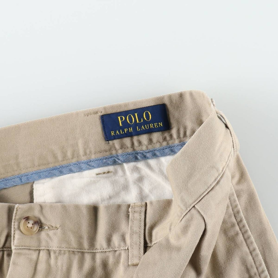 Ralph Lauren POLO RALPH LAUREN CLASSIC FIT PLEATED 9" Two-Pleat Chino Shorts (Men's W37 equivalent) cotton Beige type Vintage Second Hand